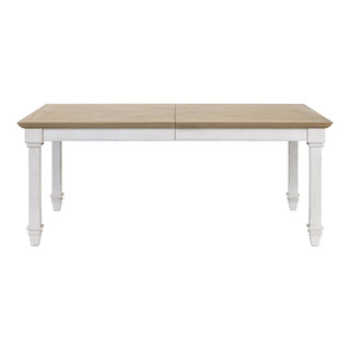 Traditional Wood Kitchen Extension Dining Table, White - French Country ...