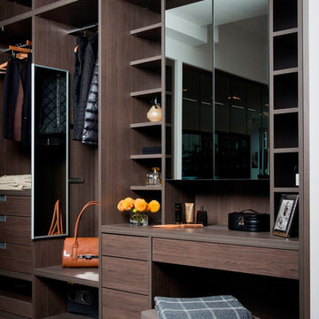 Anthracite Walk-in Dressing Room with built in Dressing Table