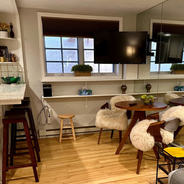 Modern Living Room Remodel with Walnut Wood Slat Wall Panels