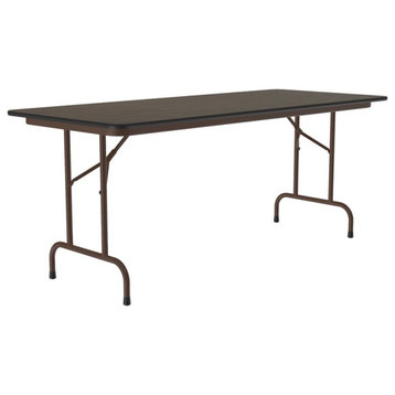 Correll 30"W x 72"D Traditional Melamine Top Folding Table in Walnut
