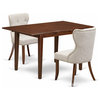 A Dining Set of 2 Indoor Chairs With Mid-Century Table, Mahogany Finish