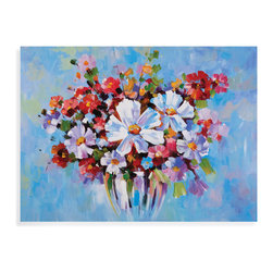 Bold Floral Hand Painted Canvas Wall Art - Artwork