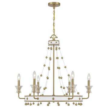 6 Light Chandelier In Mid-Century Modern Style-29 Inches Tall and 31.5 Inches