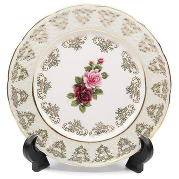 Royalty Porcelain Set of 6 Dessert Plates 6.5, Floral Pattern, Porcelain