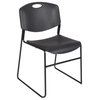Kee 48" Square Breakroom Table- Cherry/ Black & 4 Zeng Stack Chairs- Black