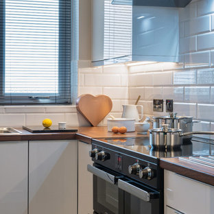 White Manston & Graphite Gloss doors with glass effect edging and profile handle