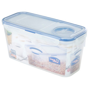 Lock & Lock Rectangular Storage Container with Flip Top Lid Clear/Blue 2.4 L 