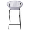 Puerto 31" Handmade Indoor/Outdoor Bar Height Stool With Black Frame, Clear Weave