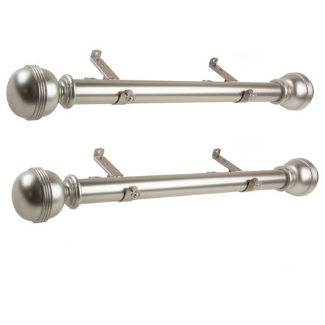 Jovian 1.5" dia. Side Curtain Rod 12-20 inch long (Set of 2), Satin Nickel