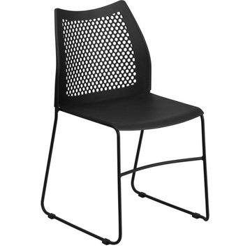 Black Sled Base Stack Chair RUT-498A-BLACK-GG