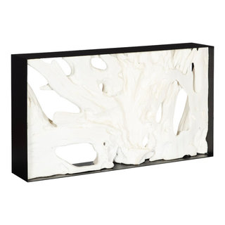 Cast Root Framed Console Table, Resin, Faux Bleached, 60x12x34