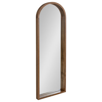 Hutton Wood Framed Arch Mirror, Rustic Brown 16x48