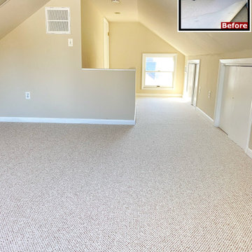 Berber carpet installation on top floor