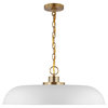 Nuvo Lighting Colony 1-Light Large Pendant, White/Burnished Brass, 60-7486