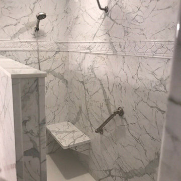Calcutta Marble simulated stone shower