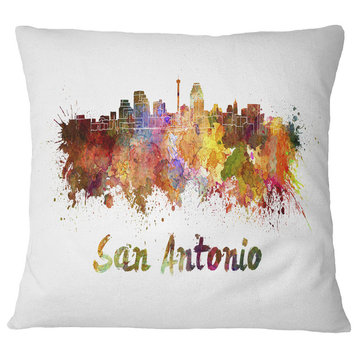 San Antonio Skyline Cityscape Throw Pillow, 16"x16"
