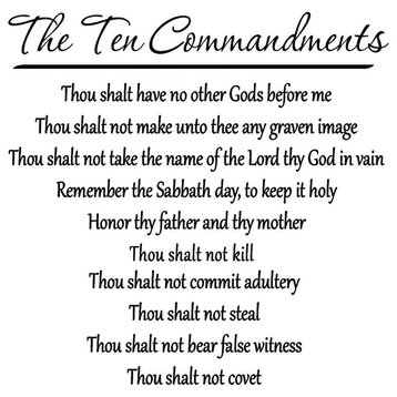 VWAQ 10 Commandments Wall Decal Bible Vinyl Scripture Quote Faith God Ten Comman