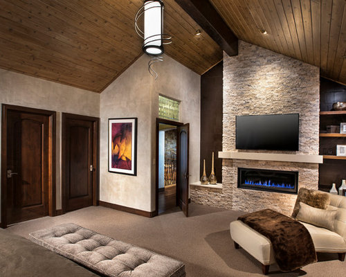 Fireplace Vaulted Ceiling Home Design Ideas, Pictures, Remodel and Decor