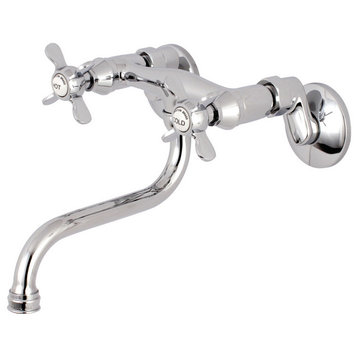 KS116C Adjustable Center Wall Mount Bathroom Faucet, Polished Chrome