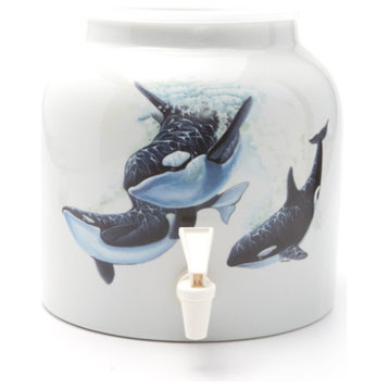 Goldwell Designs Killer Whales Design Water Dispenser Crock
