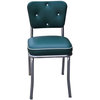 Chrome Diner Chair with Button Tufted Back, Green, Box Seat