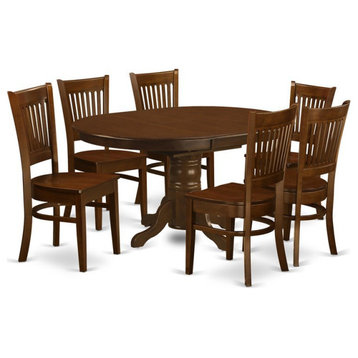 East West Furniture Kenley 7-piece Wood Dining Table and Chair Set in Espresso