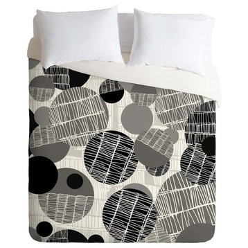 Deny Designs Rachael Taylor Textured Geo Gray And Black Duvet Cover - Lightweigh