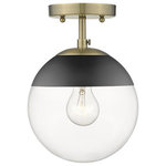 Golden Lighting - Golden Lighting 3219-SF AB-BLK Dixon Semi-Flush Ceiling Light - Mid-century modern design with a modern twist, these fashionable orbs are highly customizable. Available in clear or opal glass with plated chrome, pewter or brass hardware. Caps are available in a number of accent colors to further customize your look. Choose colors and finishes that complement your existing d+�cor or design your entire room around your favorite color combination. This semi-flush is UL approved for use in a bathroom, but also works perfectly in a kitchen, living room, entry, or hallway.  Assembly Required: Yes  Shade Included: Yes  Sloped Ceiling Adaptable: Yes  Canopy Diameter: 4.75  Dimable: YesDixon Semi-Flush in Aged Brass with Clear Glass Aged Brass Clear GlassUL: Suitable for damp locations, *Energy Star Qualified: n/a  *ADA Certified: n/a  *Number of Lights: Lamp: 1-*Wattage:60w Incandescent E26 Medium bulb(s) *Bulb Included:No *Bulb Type:Incandescent E26 Medium *Finish Type:Aged Brass