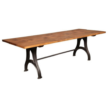 Industrial “Brown/Sharpe” Plank Top Dining Table Cast Iron/Wood