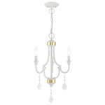 Livex Lighting - Transitional Mini Chandelier, White - Bring simple, yet elegant, charm to your living space with this beautiful transitional three light mini chandelier. In white finish with polished brass accents, the clear crystals on the mini chandelier provide a understated clean look, that's perfect for any room in your home.