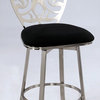 Laser Cut Back Memory Back Swivel Bar Stool in Brushed Nickel plated