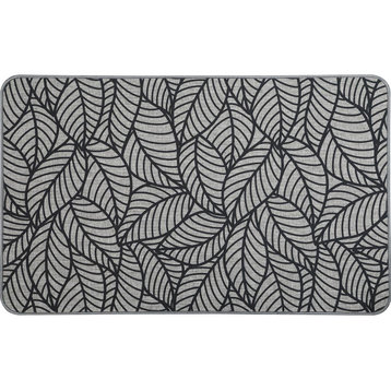 Jungle Printed Kitchen Mat 32" x 20" Gray Leaves Design