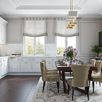 Classic House Design 3D Renderings. Kitchen /Hall Interiors