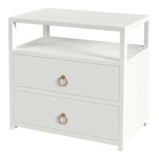 Company Lark 2 Drawer Wide Nightstand, White - Contemporary - Nightstands And Bedside Tables ...