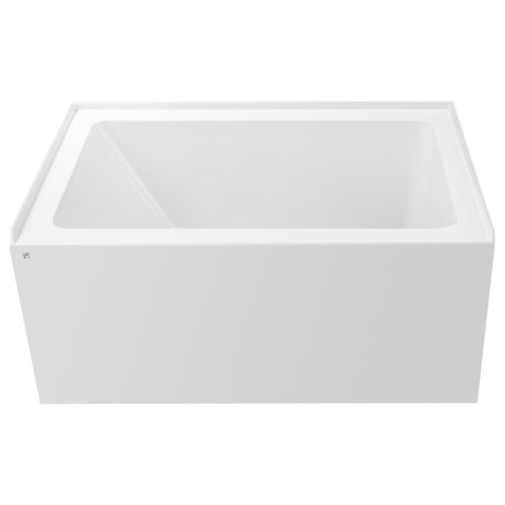 Vanity Art Alcove Soaking Acrylic Bathtub, White/Matte Black, 48"x32", Right