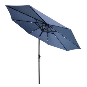 Deluxe Solar Powered Led Lighted Patio Umbrella 9 Peacock Blue Contemporary Outdoor Umbrellas By Trademark Innovations