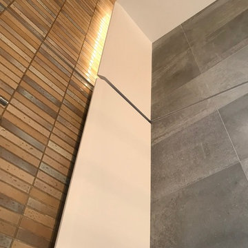 Master Bath in modern seamless corian solid surface