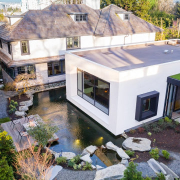 Outdoor Patio with Koi Pond
