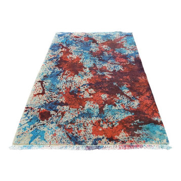 3'x4'10" Handmade Abstract Tie Dye Nepali Oriental Closeout Rug