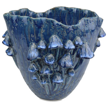 Conical Mushrooms Medium Dark Blue Vase
