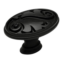Cosmas - Cosmas 4297FB Flat Black Floral Cabinet Knob - Cabinet And Drawer Knobs