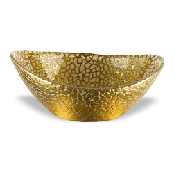 Snakeskin Antique Gold Oval 6" Bowl - Decorative Bowls