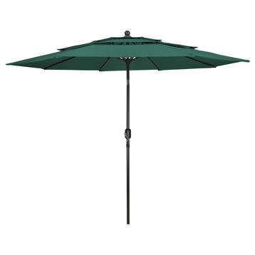9.75ft Outdoor Patio Market Umbrella with Hand Crank and Tilt  Green