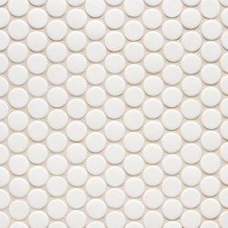 6th Avenue Round Mosiac in White Gloss - Tile
