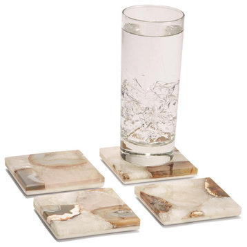 Tozai Home Agate Coasters With Marble Base, Set of 4