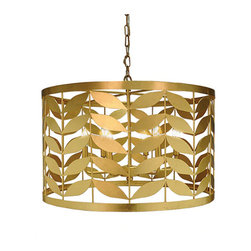 Worlds Away - Worlds Away Gabe Large Leaf Motif Drum Pendant - Pendant Lighting