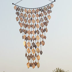 Copper Cascading Leaves Windart - Garden Statues And Yard Art