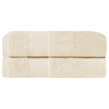 2 Piece Aria Turkish Cotton Bath Towel Set, Ivory