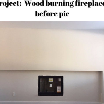 Wood-burning fireplace wall surround and bench