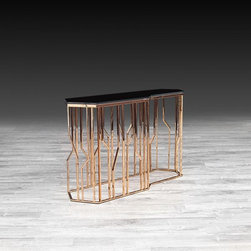 Lorensia Rose Gold Glass Console - Lorensia Collection - Console Tables
